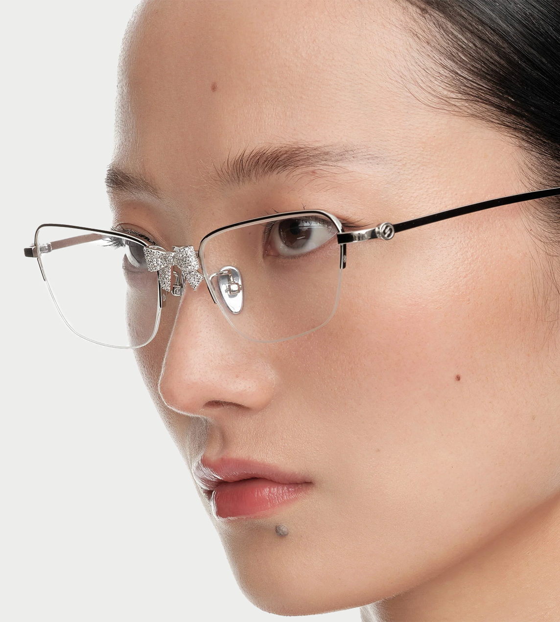 Crystal Bowknot Glasses Silver