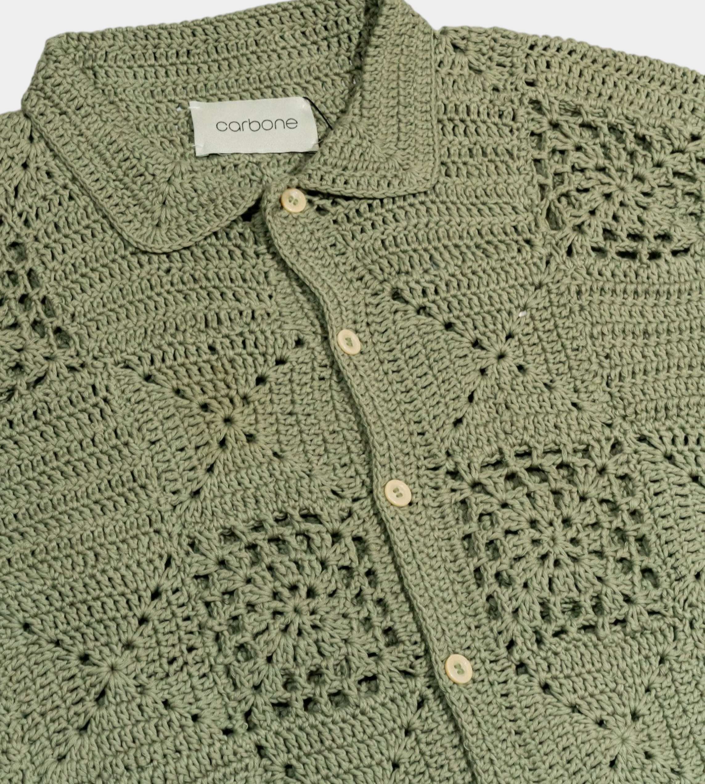 Carbone - Solid Crochet Shirt Green