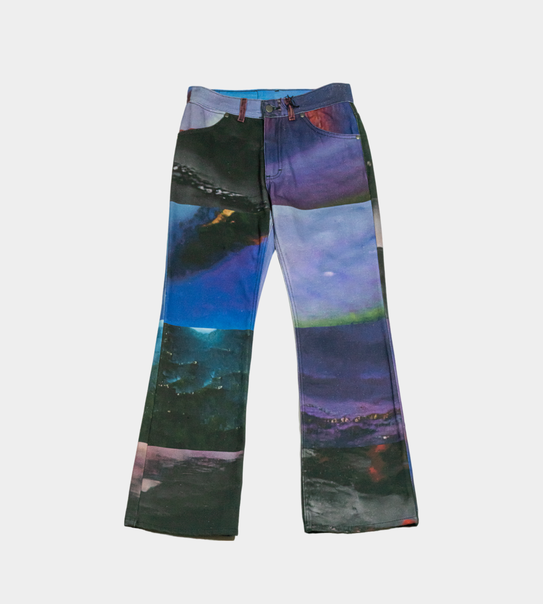 Serapis - 'Purple Grid' Bootcut Denim Pants