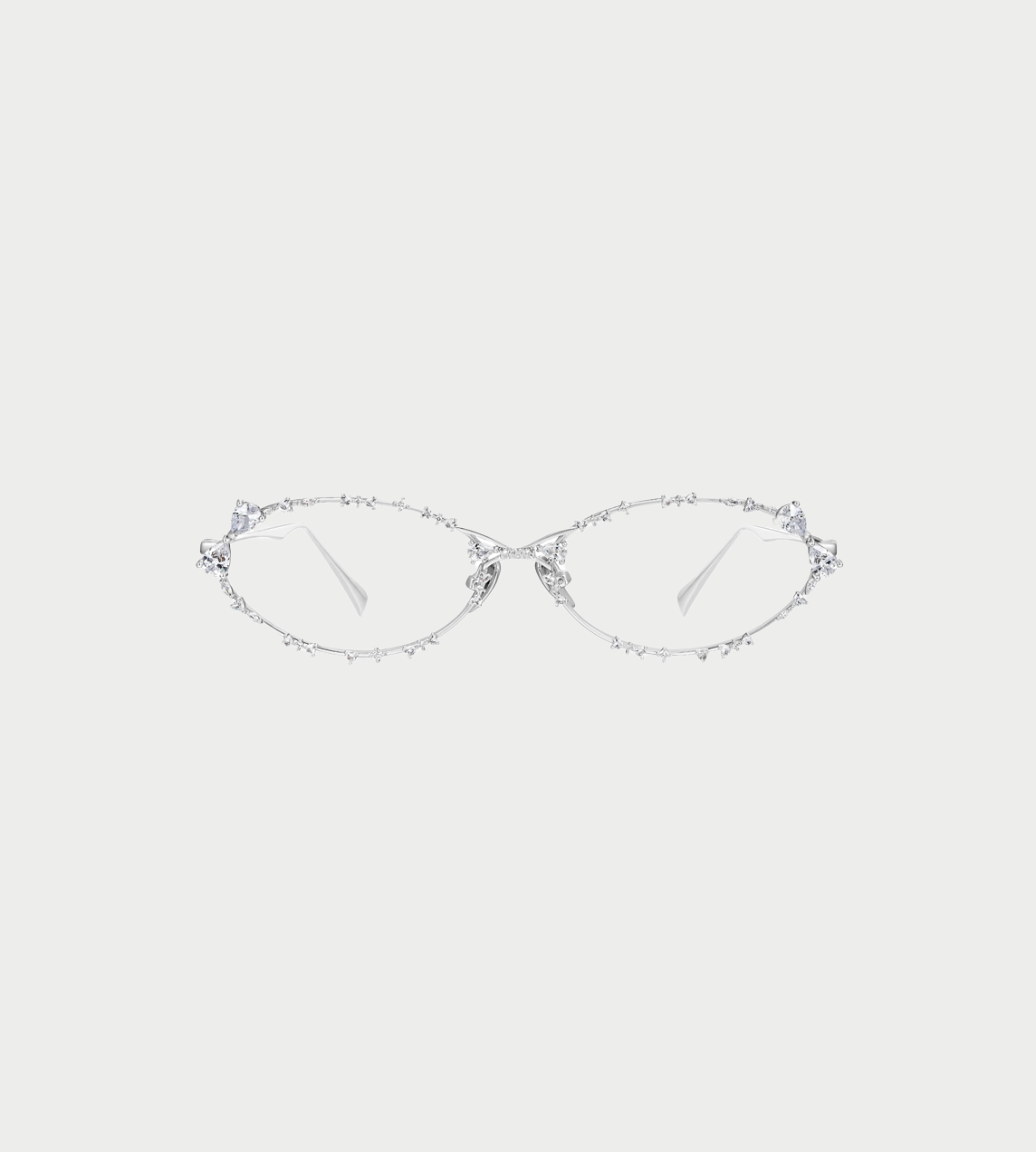 Gemstone-studded Metal-frame Glasses Silver
