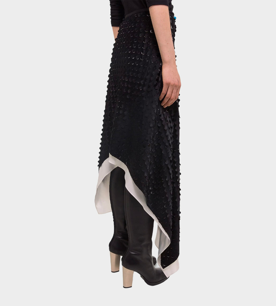HELMUT LANG - Hole-Punched Scarf Hem Skirt Black