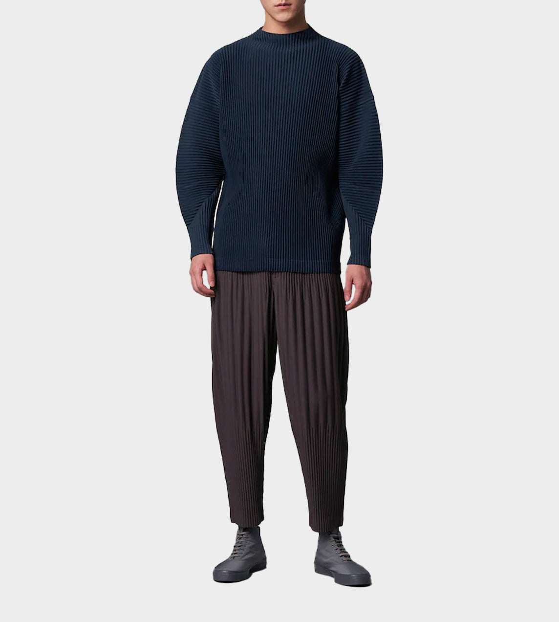 HOMME PLISSE ISSEY MIYAKE - Pleated Midnight Blue Crewneck
