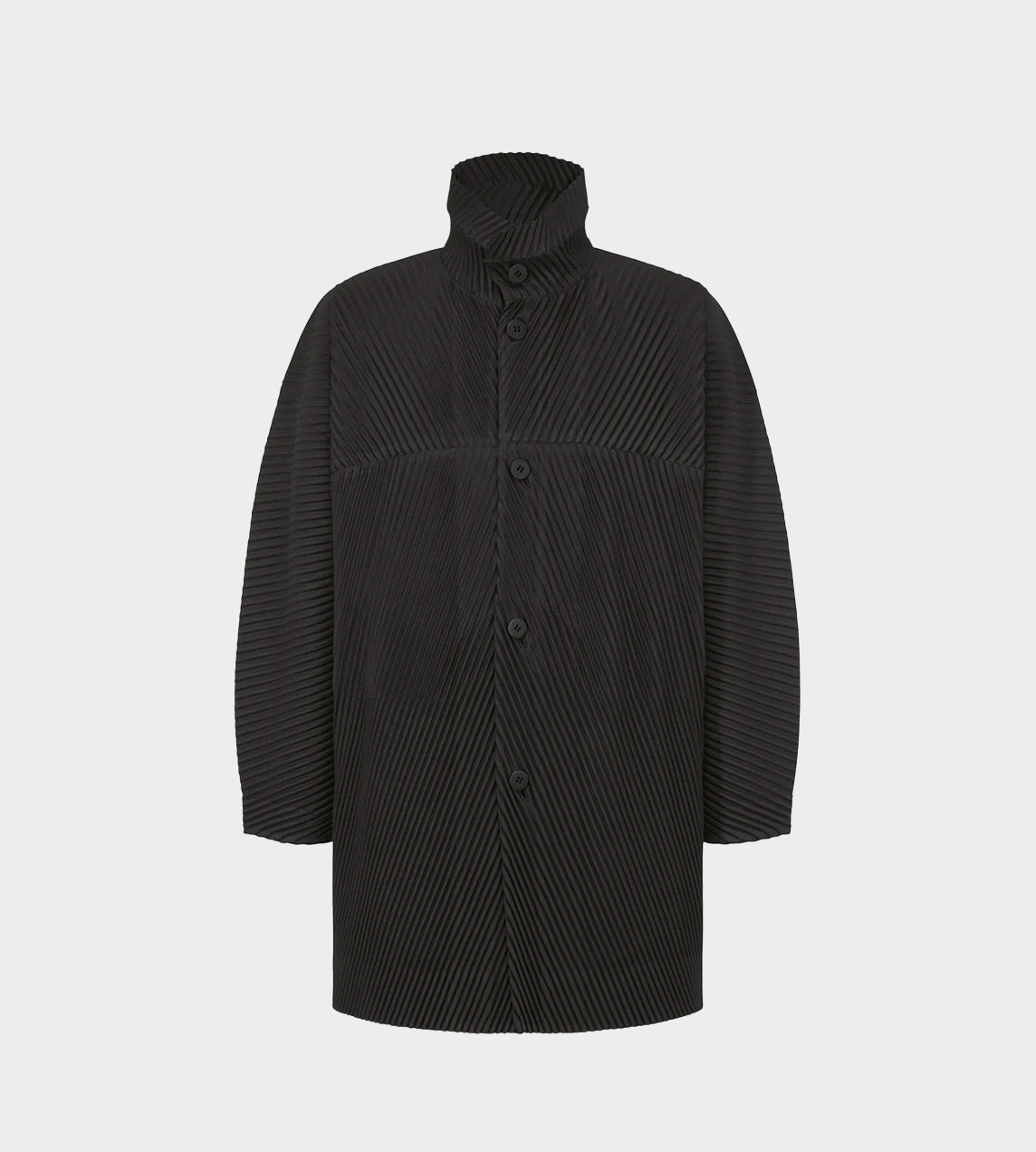 Homme Plisse Issey Miyake - Funnel Neck Coat Black