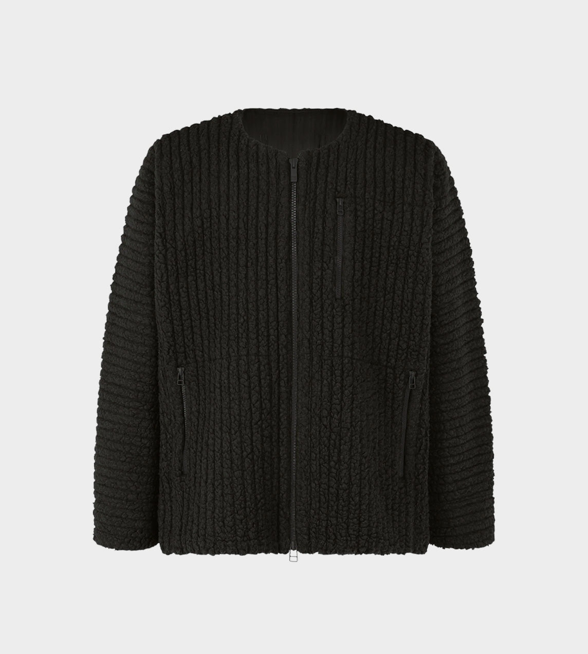 HOMME PLISSE ISSEY MIYAKE - Pleated Teddy Jacket Blk