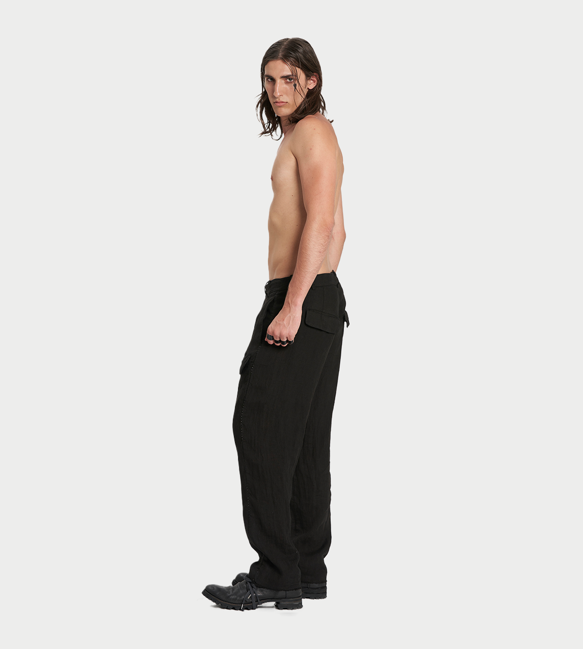 Masnada - Relax-fit Ram Pants Blk