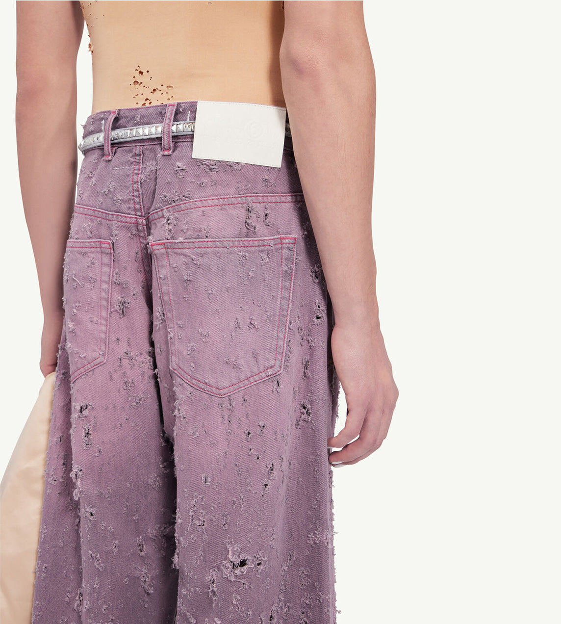 MM6 Maison Margiela - Destroyed Wide Leg Jean Pink