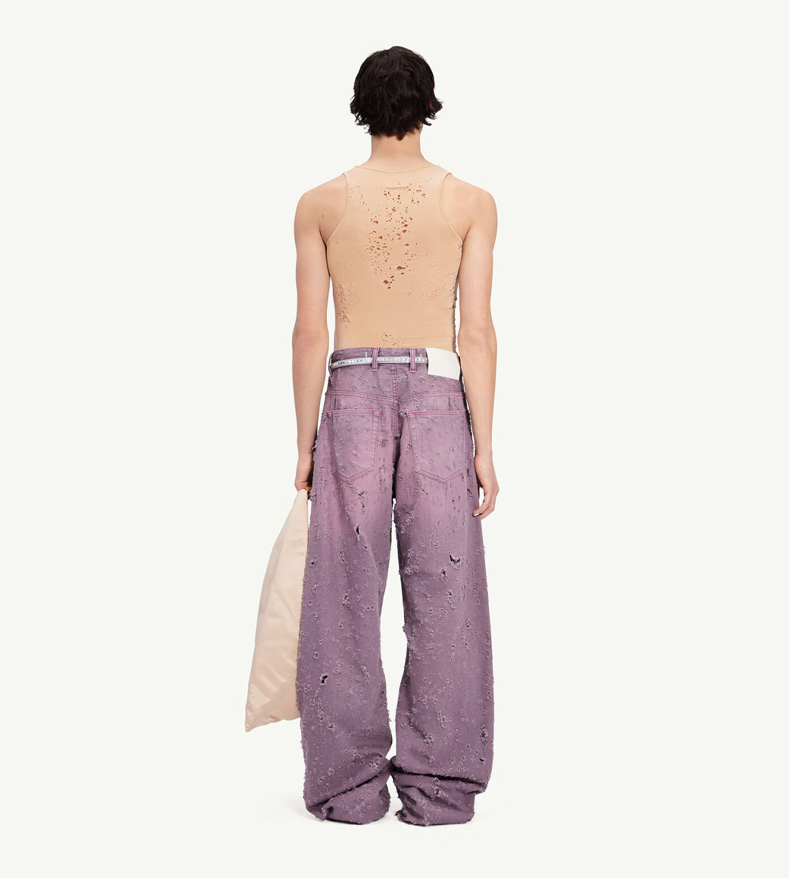 MM6 Maison Margiela - Destroyed Wide Leg Jean Pink