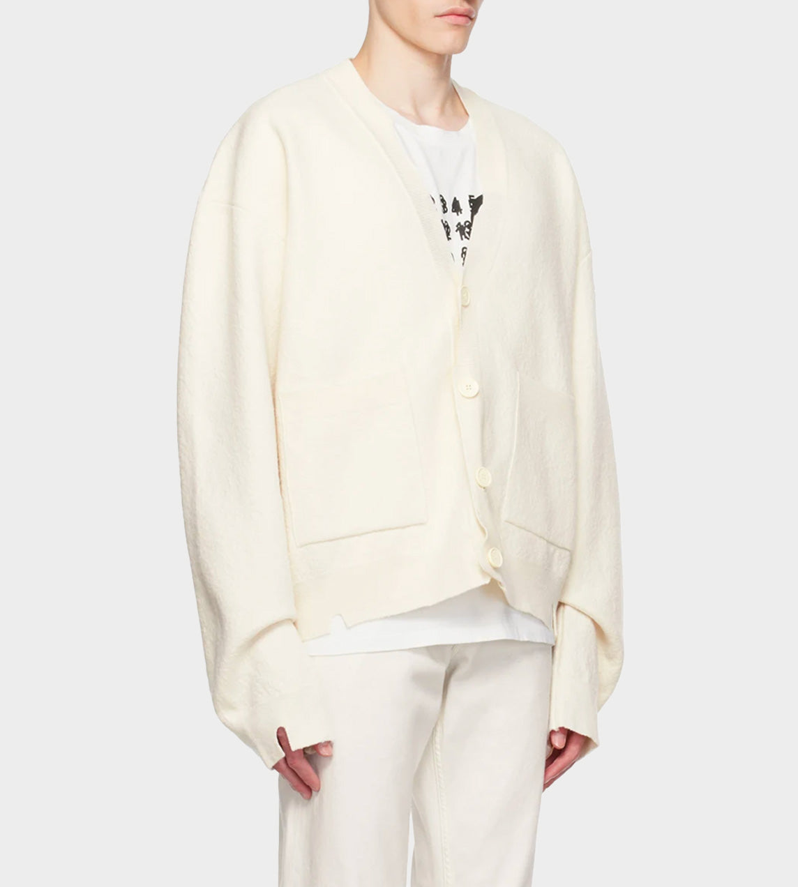 MM6 Maison Margiela - Distressed Cardigan Off White