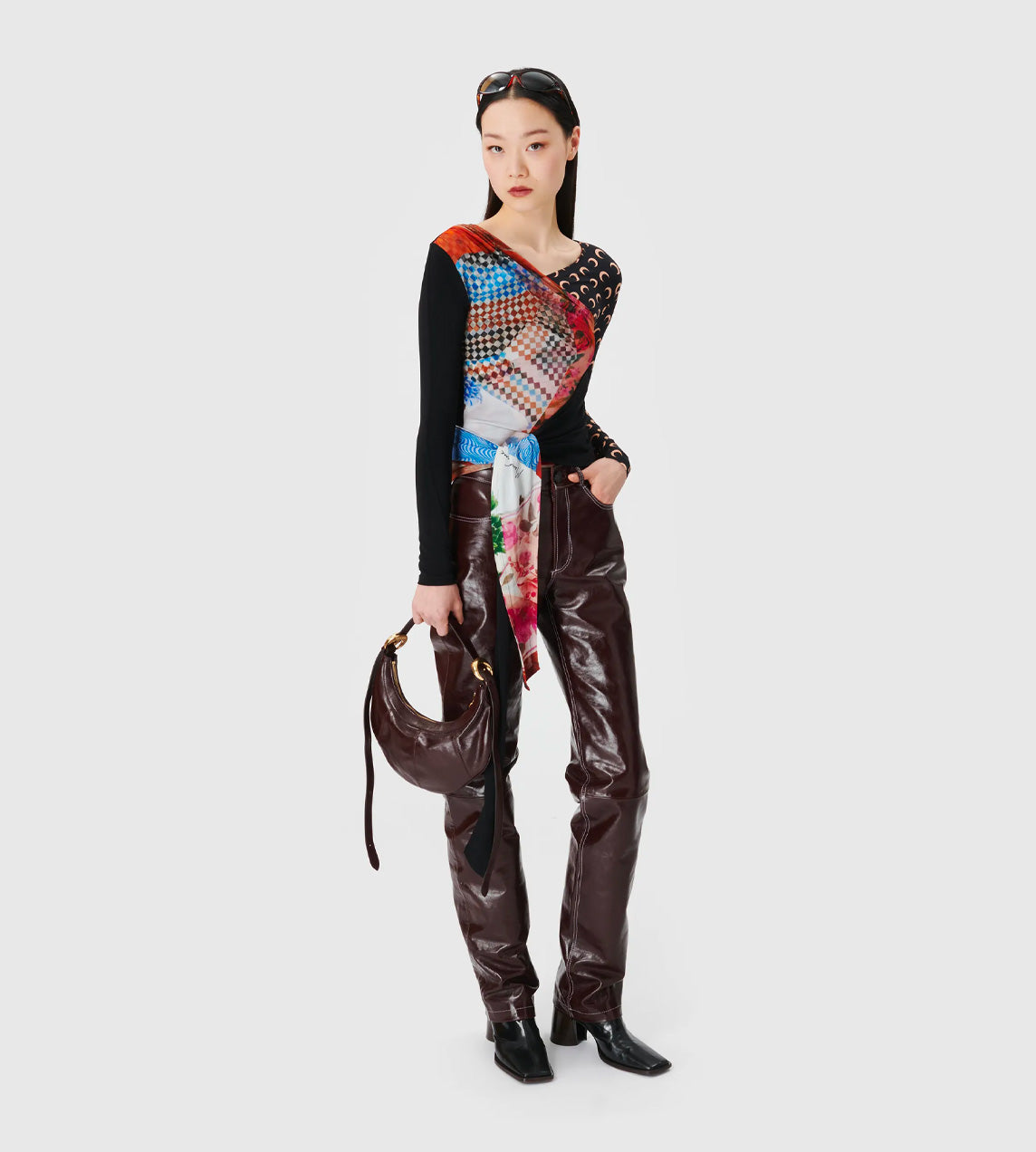 Marine Serre - Jersey Draped Wrap Top Black