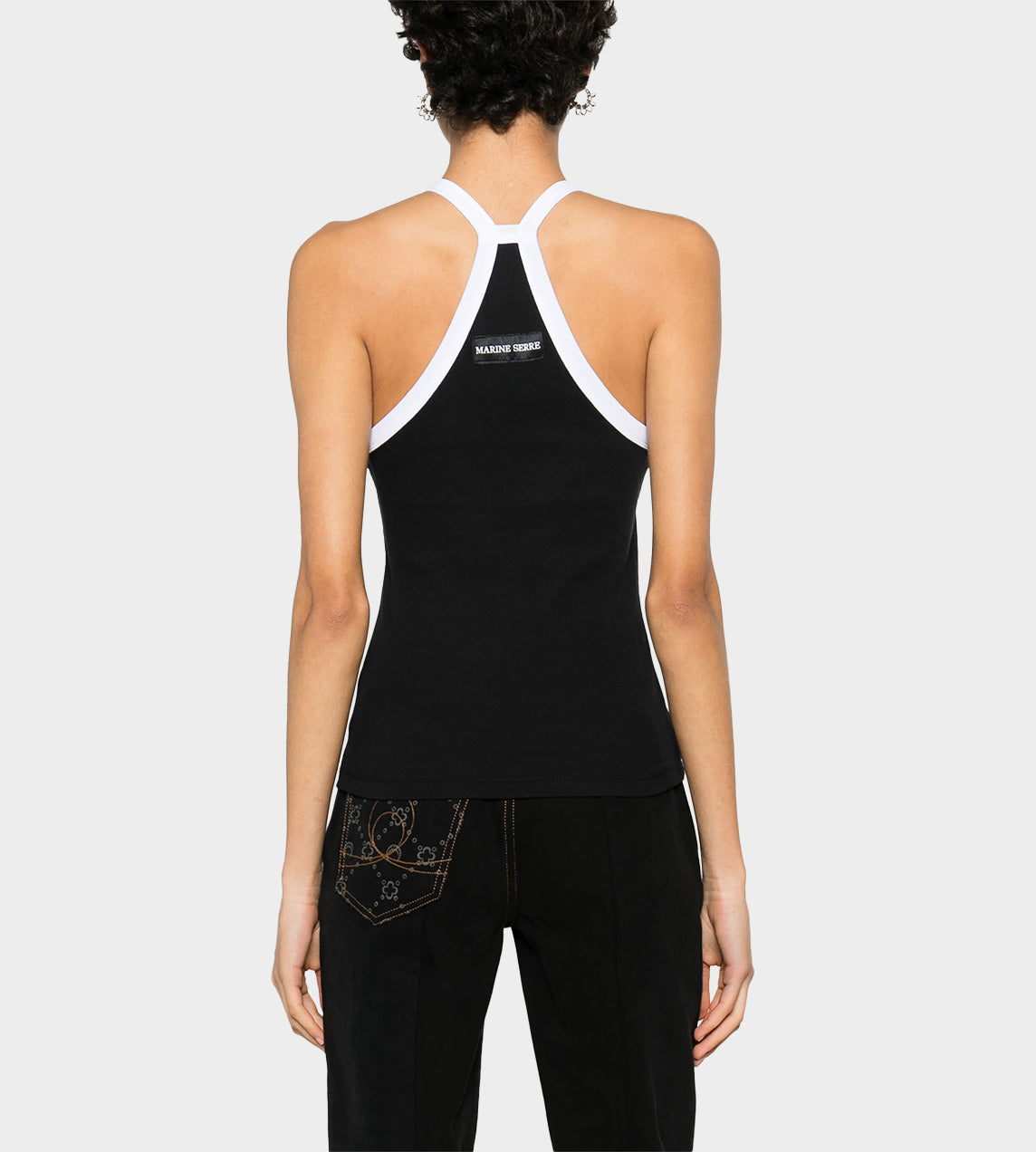 Marine Serre - Moon Logo Ribbed Jersey Tank Top Blk