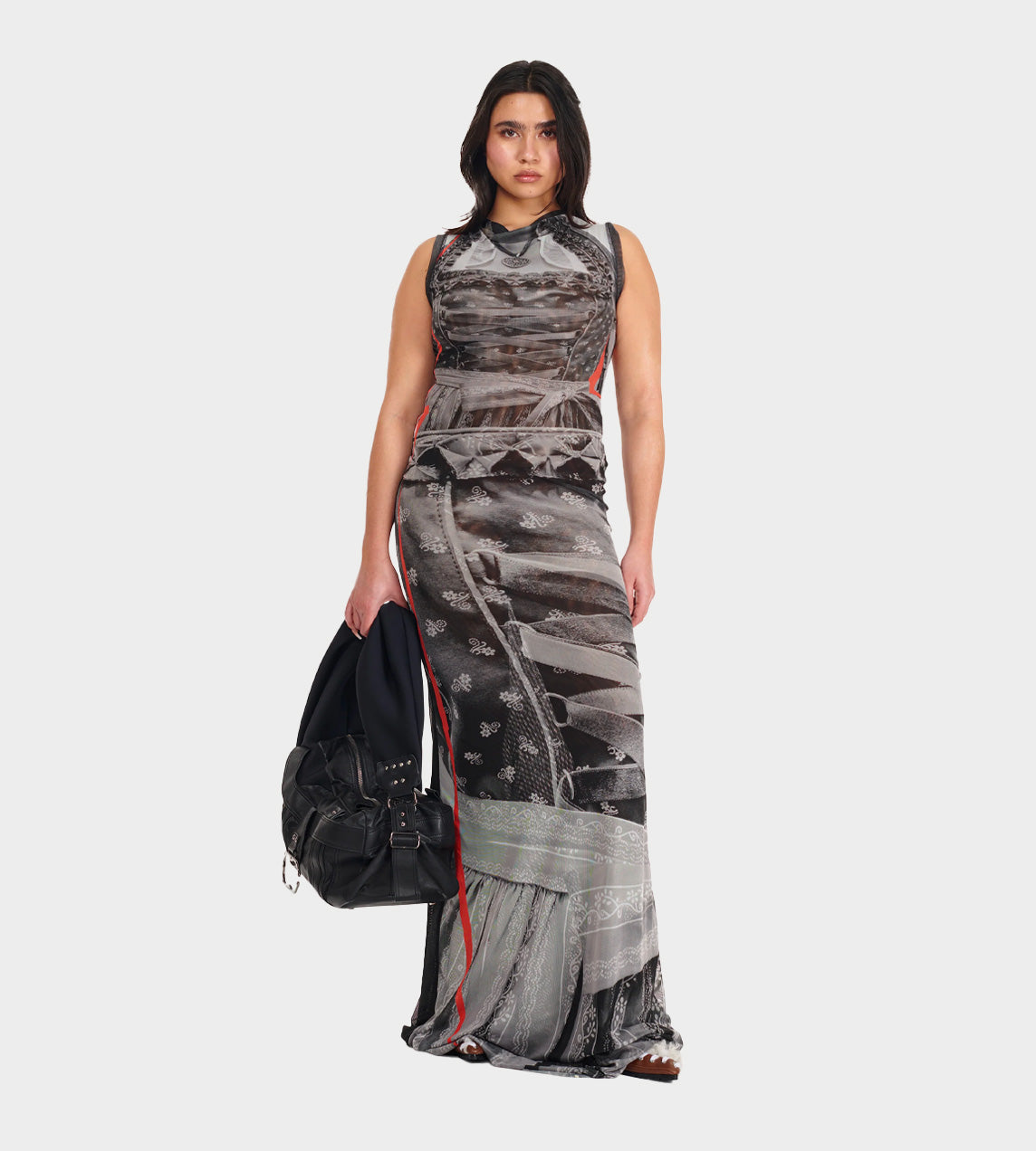 Mesh Maxi Dress Printed