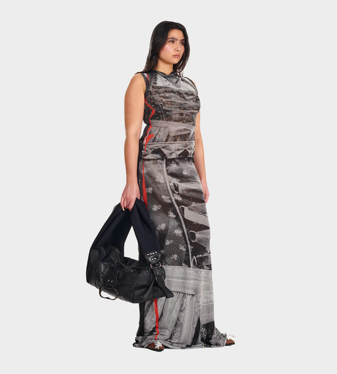 Mesh Maxi Dress Printed