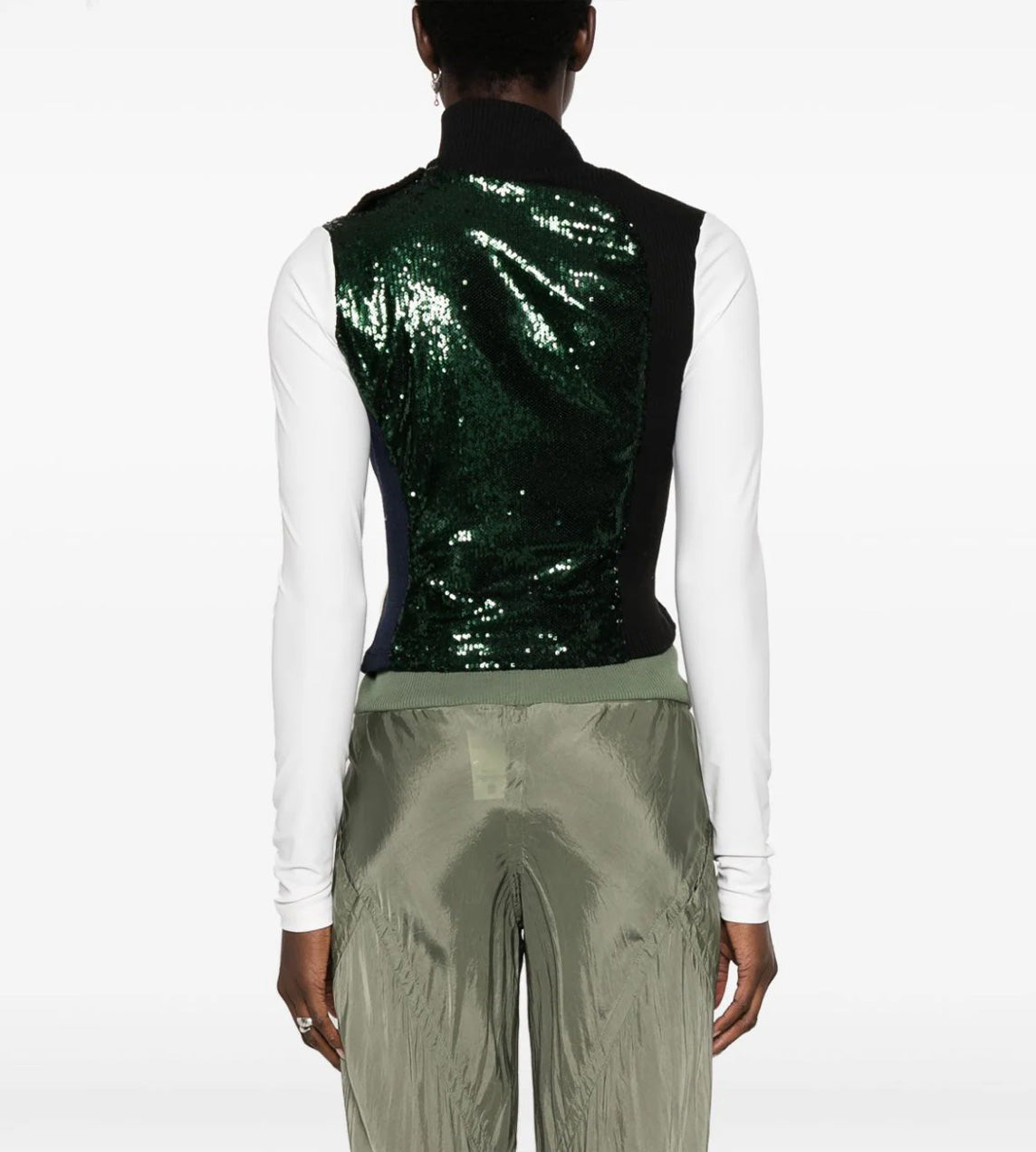 Ottolinger - Deconstructed LS Sequin Top Green/Black