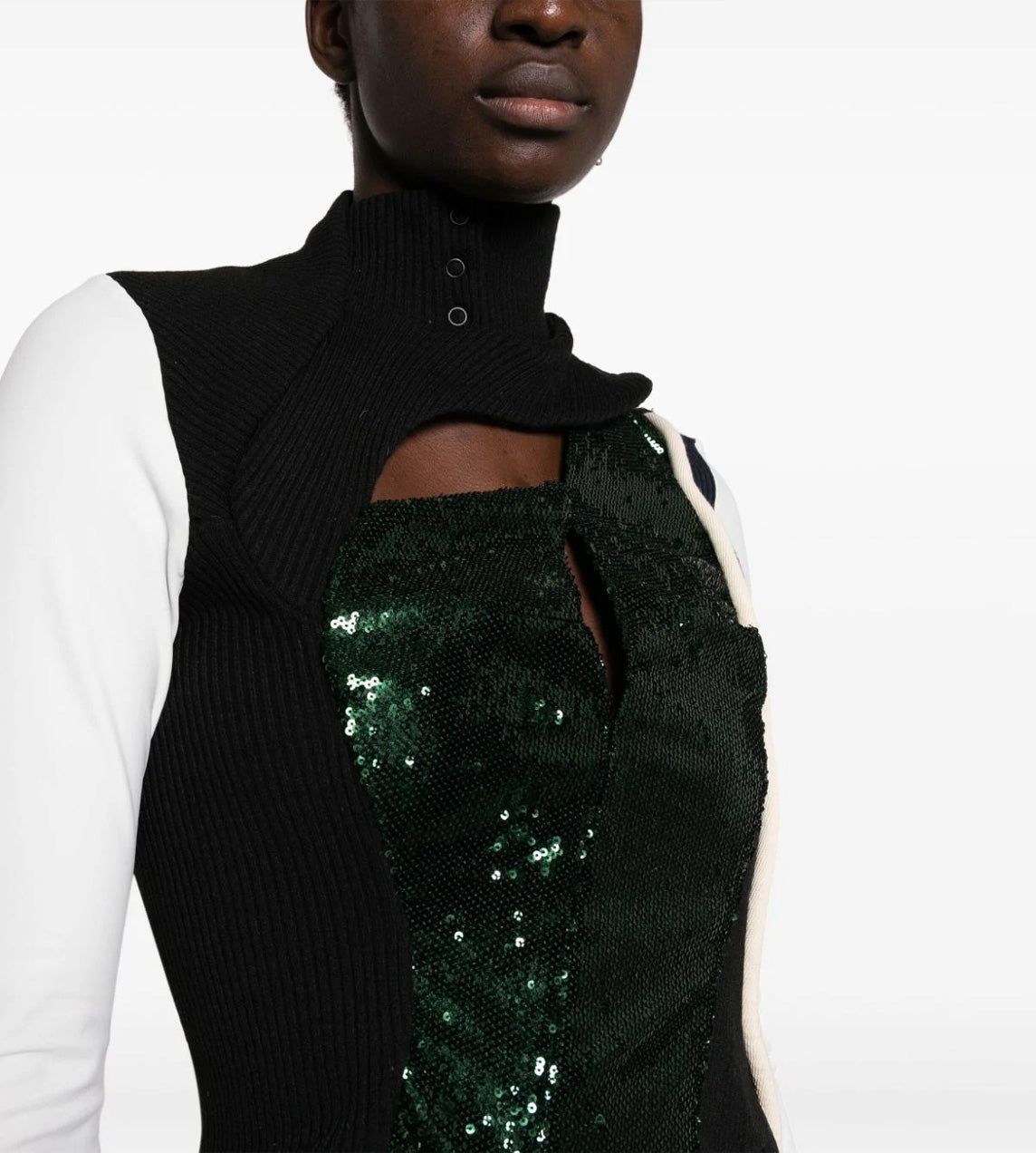 Ottolinger - Deconstructed LS Sequin Top Green/Black