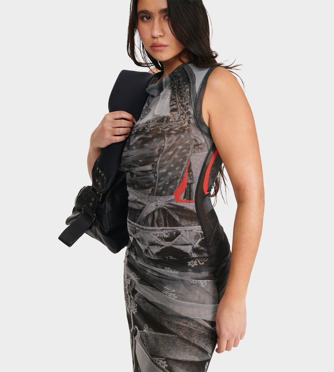 Mesh Maxi Dress Printed