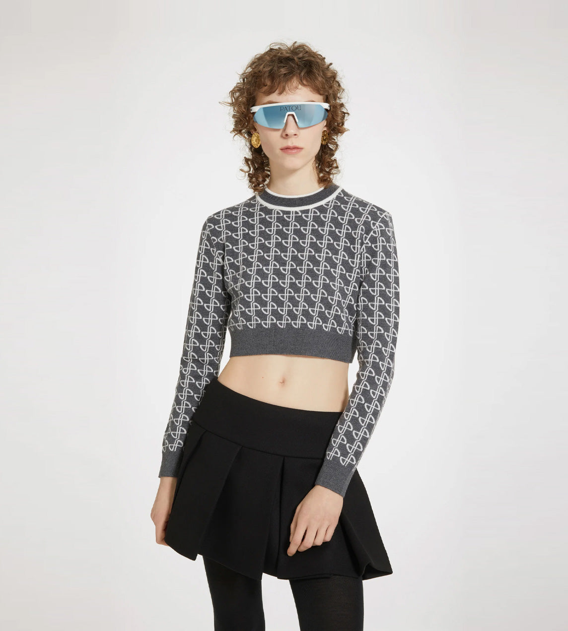 Patou - Cropped Jacquard Sweater Anthracite