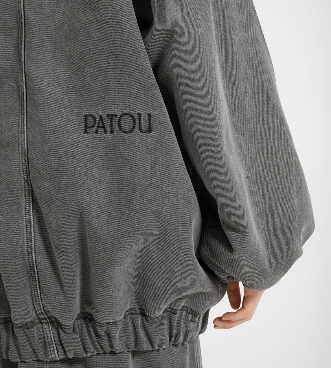 Patou - Oversized Denim Shearling Jacket Anthracite Grey