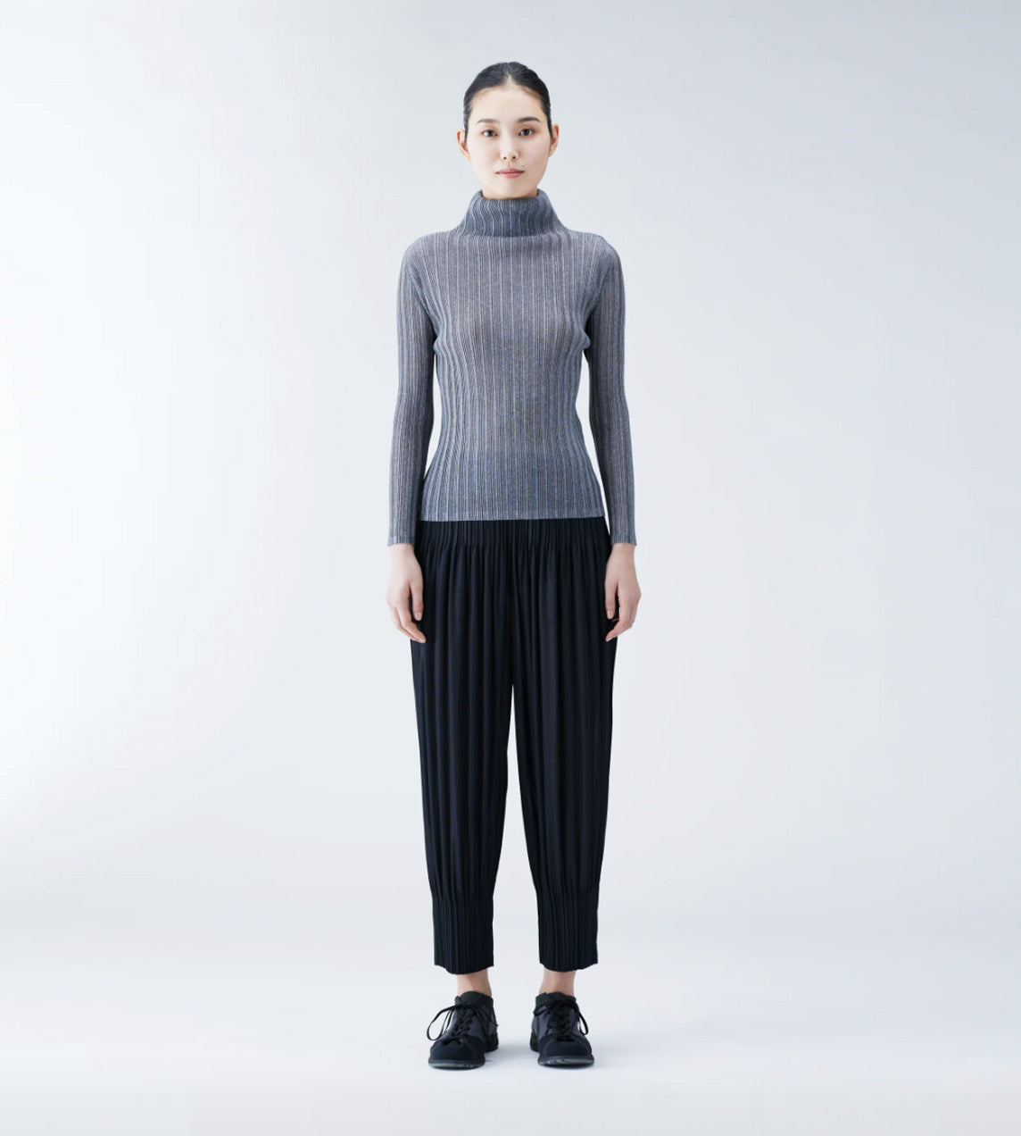 Pleats Please Issey Miyake - Rib Pleats Basic Turtleneck Lt.Grey
