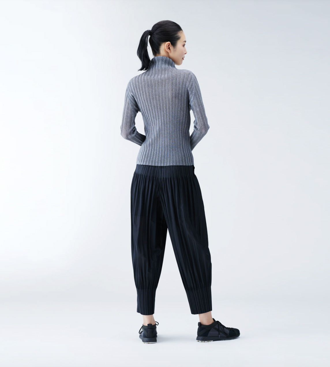 Pleats Please Issey Miyake - Rib Pleats Basic Turtleneck Lt.Grey