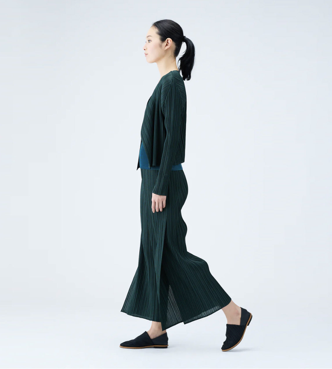 Pleats Please Issey Miyake - Pleated Cardigan Dk.Green