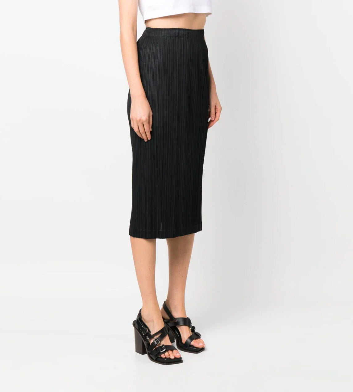 Thicker Pleated Straight Skirt Black