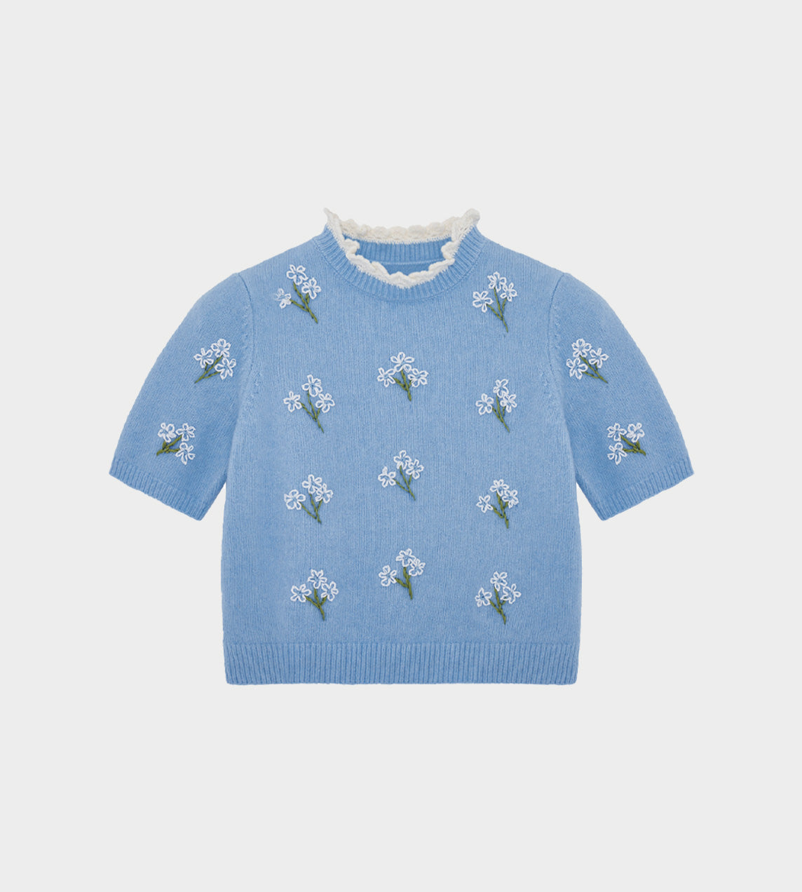 ShuShu/Tong - Embroidered Flower Sweater Blue
