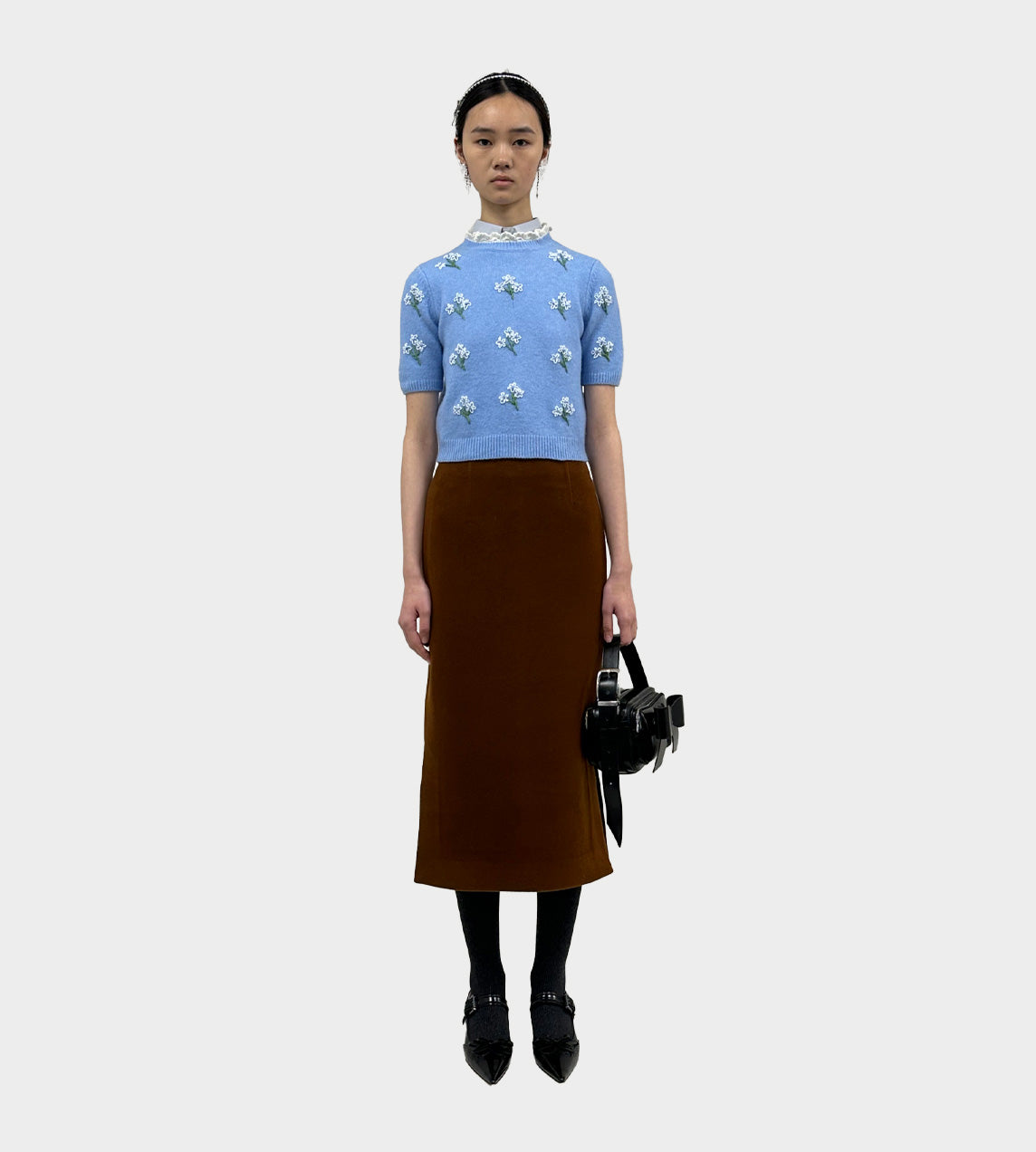 ShuShu/Tong - Embroidered Flower Sweater Blue