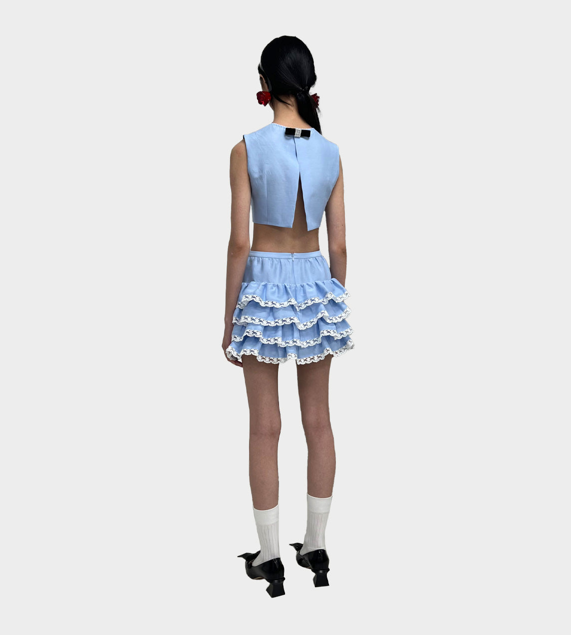 Multi Layered Ruffle Skirt Blue