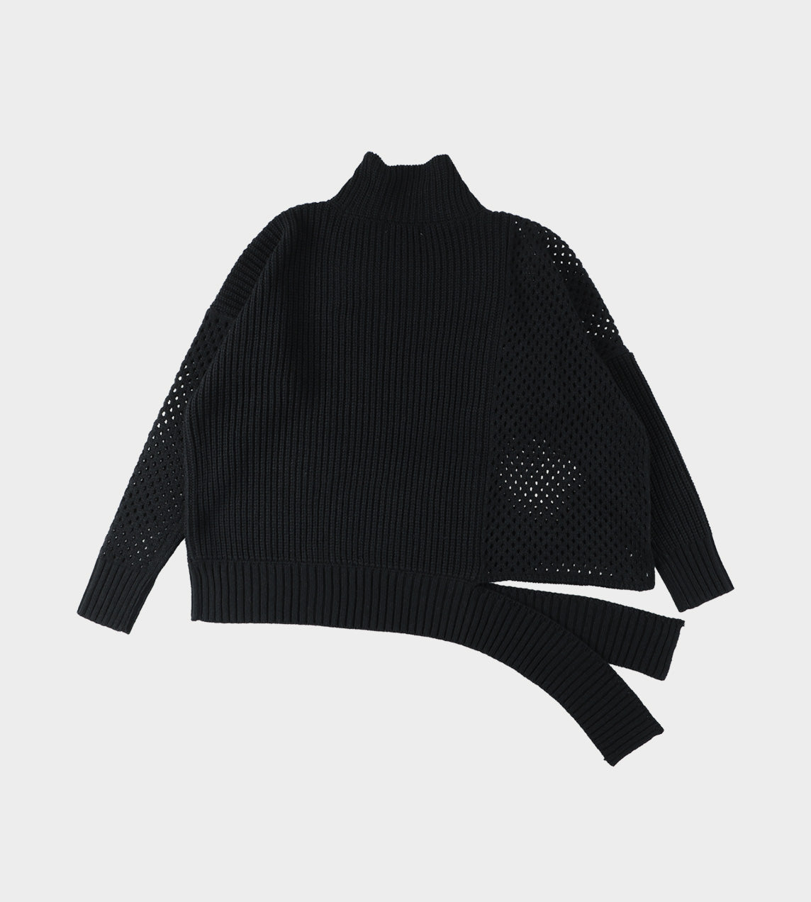 Sulvam - Mesh Asymmetry Knit Black