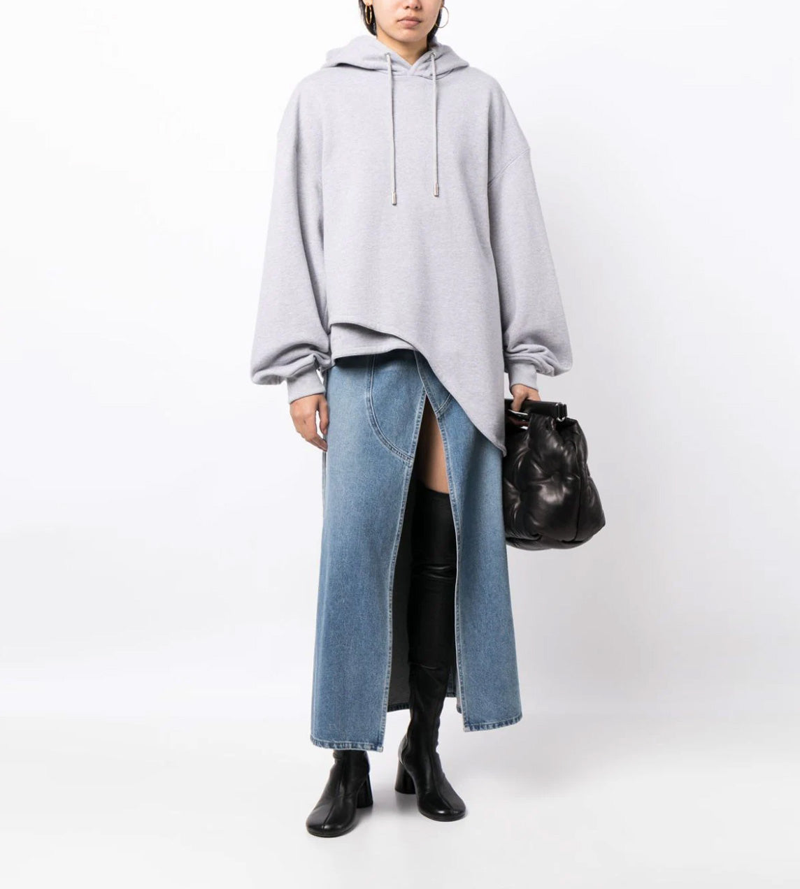 System Studios - Unbalanced Hooded Sweatshirt Grey
