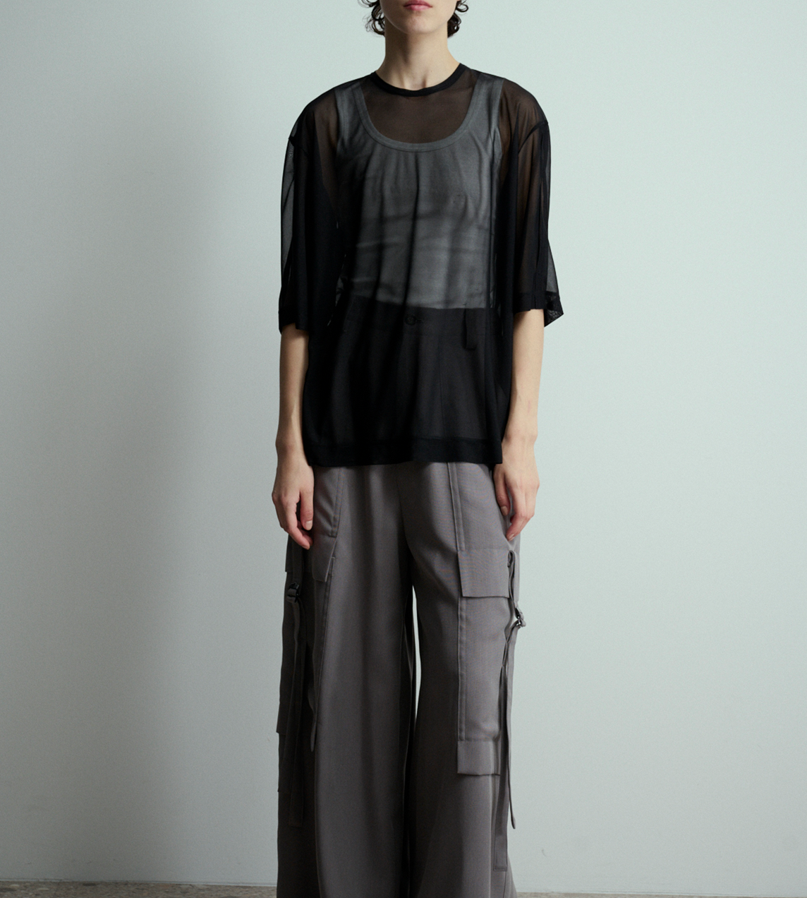 UJOH - Wide Flare Cargo Pants Grey