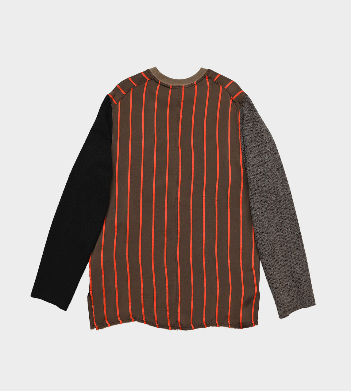 Song For The Mute - Bold Stripe Raw Crewneck Pullover Brown