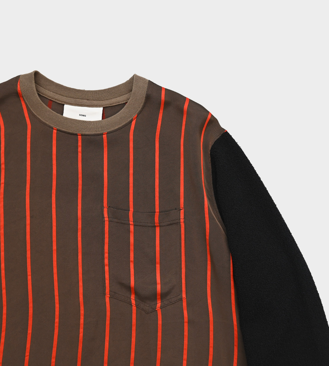 Song For The Mute - Bold Stripe Raw Crewneck Pullover Brown