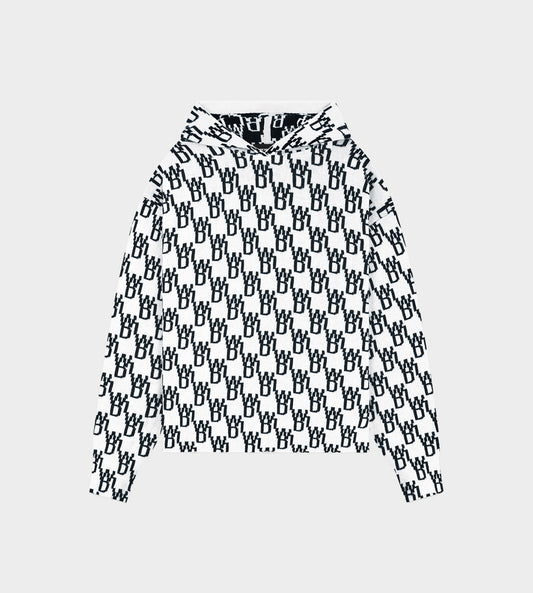 WE11DONE - WD1 Graphic Knit Hoodie Ivory