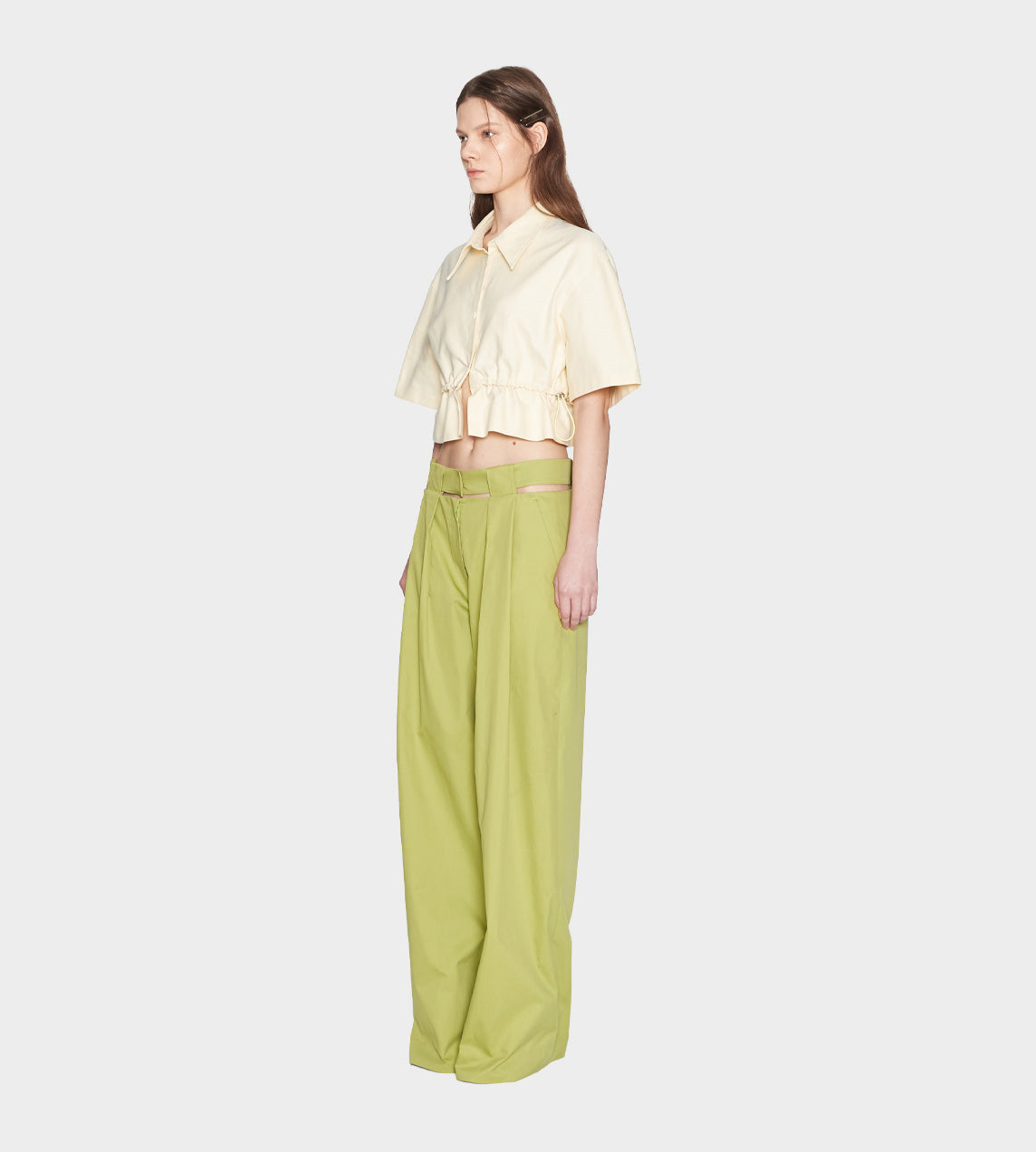 System - Cut-out Waistband Pants Green