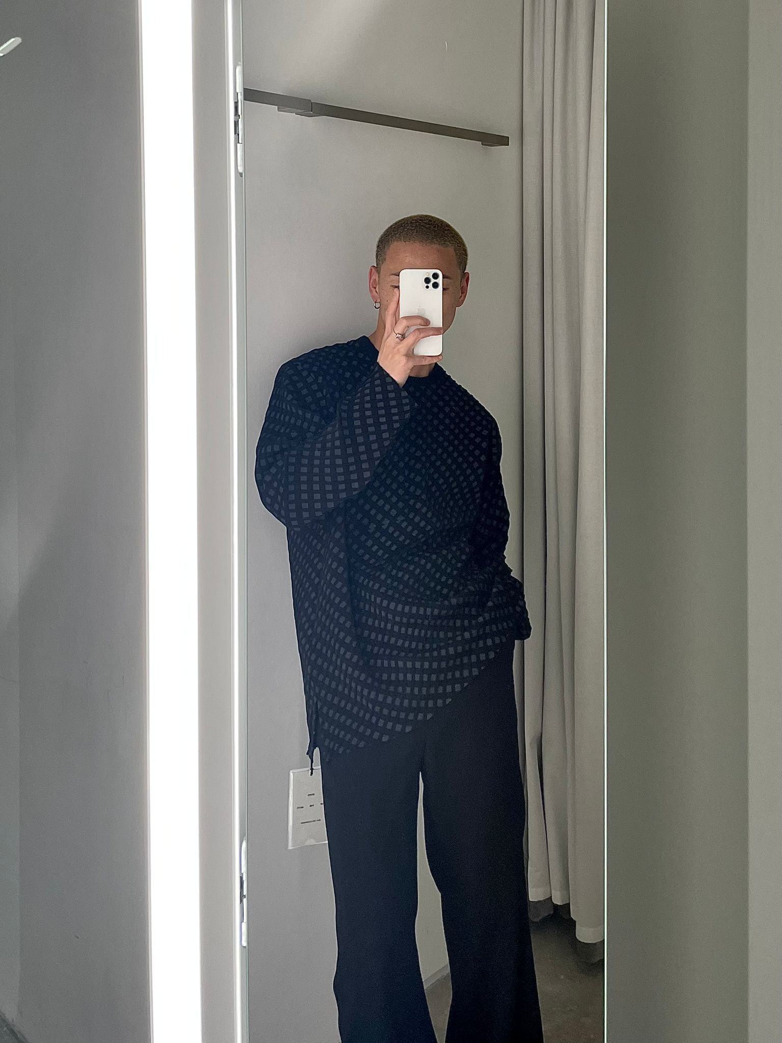 Song For The Mute - Diamond Check Pullover Black/Midnight