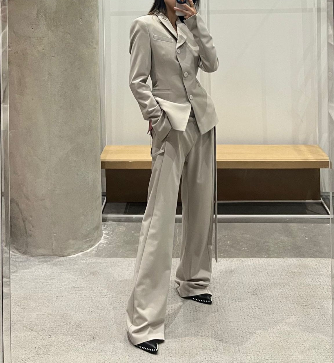 Ottolinger - Signature Wrap Suit Trousers Pebble Stone