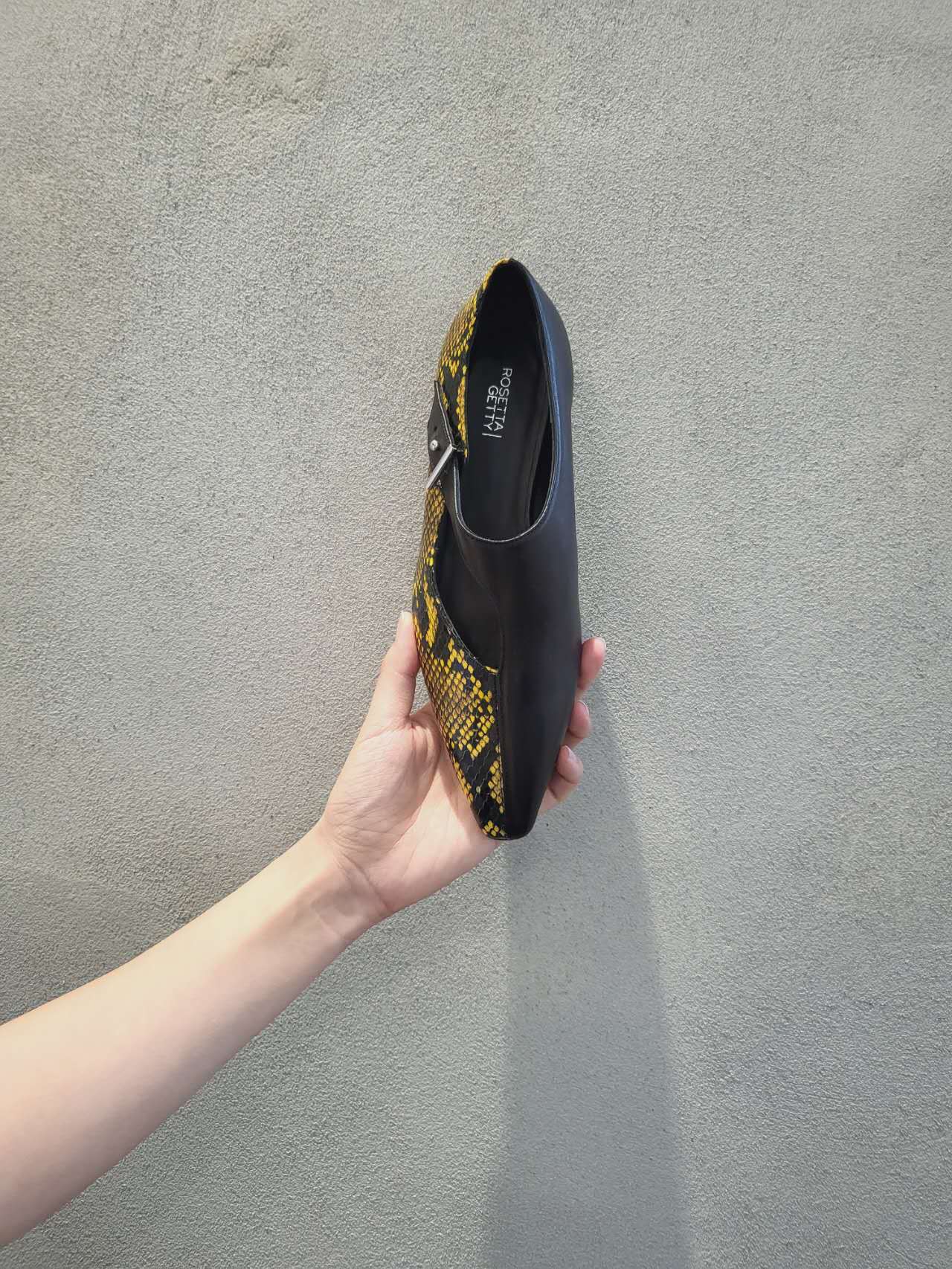 Rosetta Getty - Embossed Python Asymmetric Cross Flat