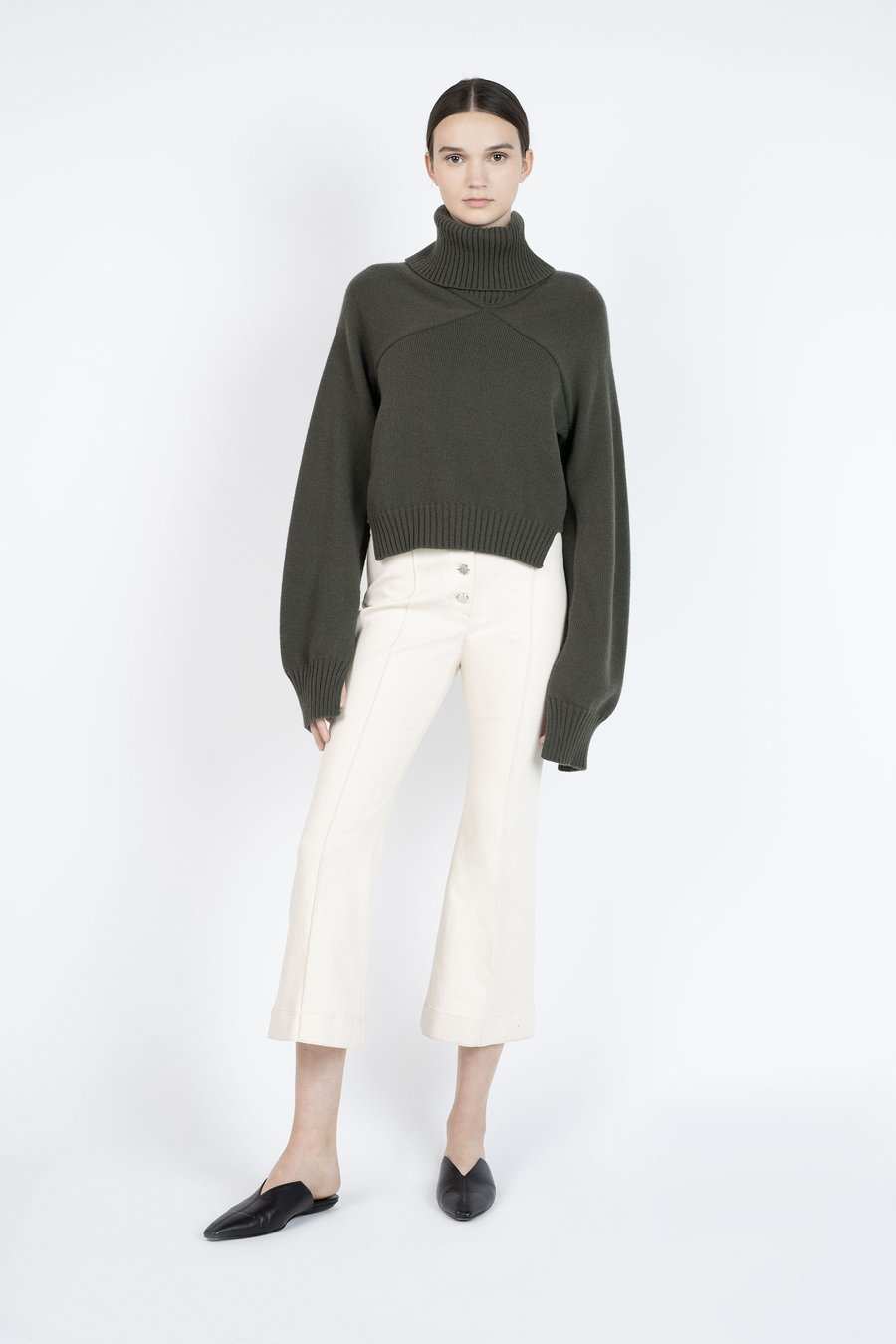 Rosetta Getty - Pintuck Front Cropped Wide Jeans