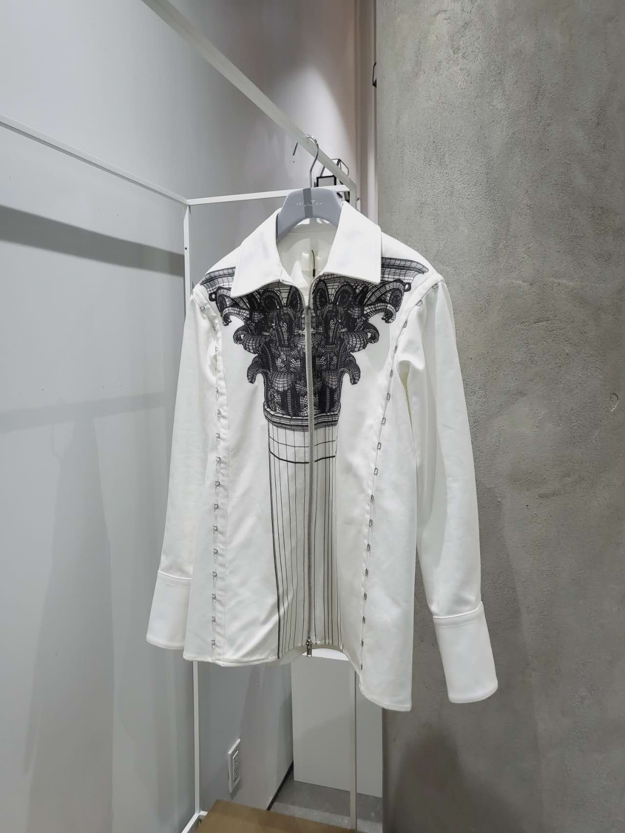Dion Lee - Column Print Hook & Eye Jacket White