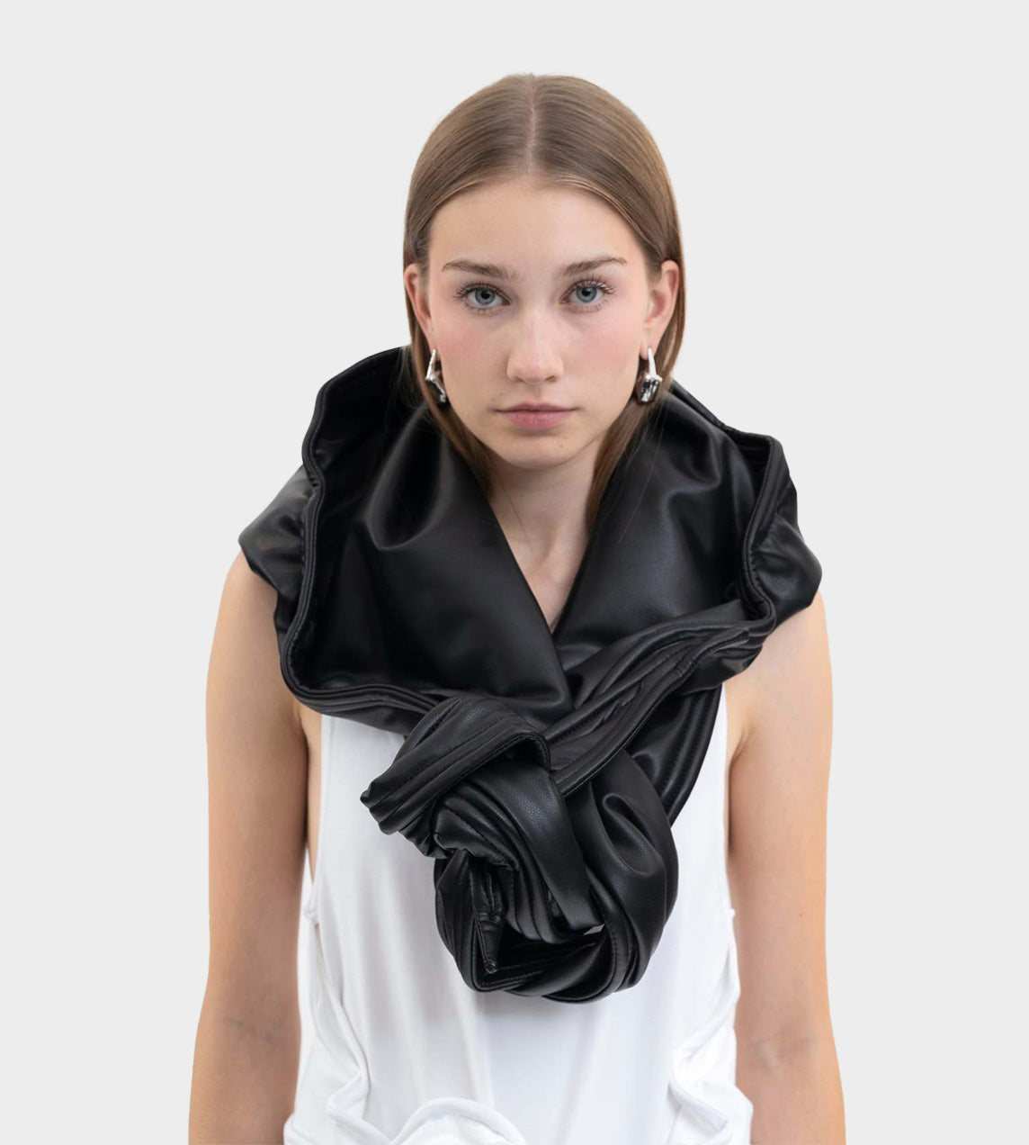 Wire Faux Leather Hood Black