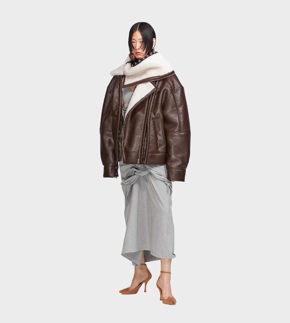 Y/Project - Hook & Eye Shearling Jacket D.Brown