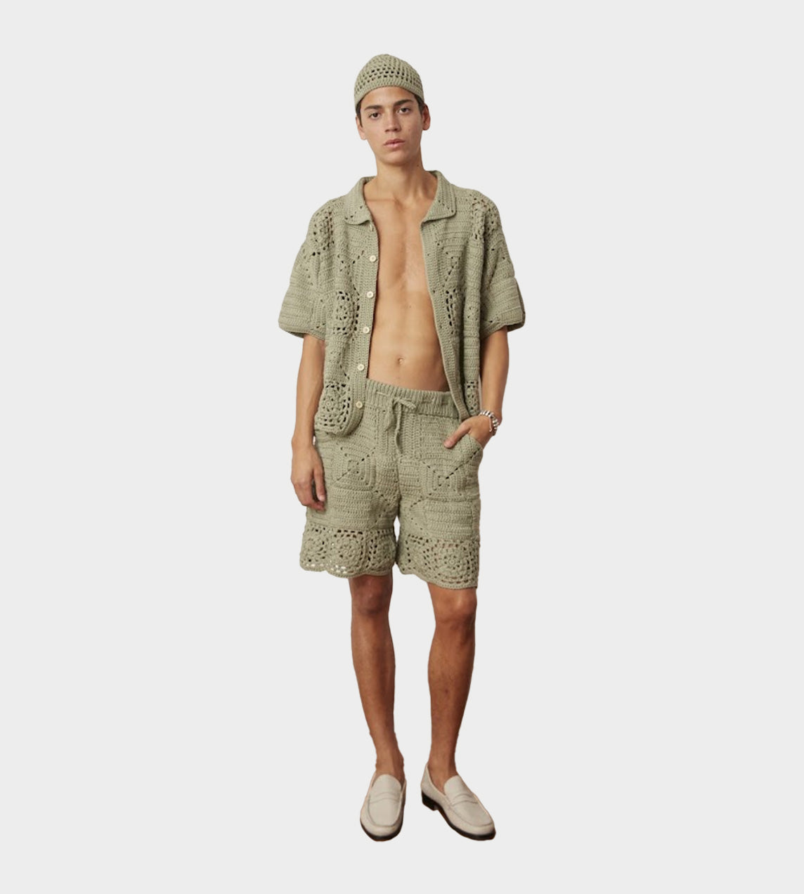 Carbone - Solid Crochet Short Green