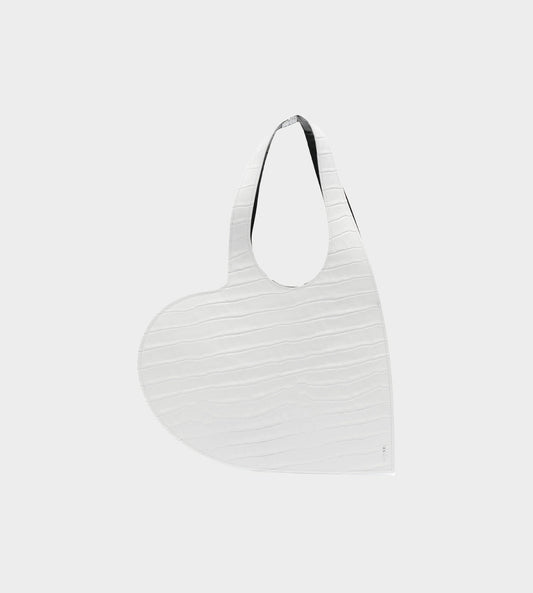 COPERNI - Croco Mini Heart Tote White