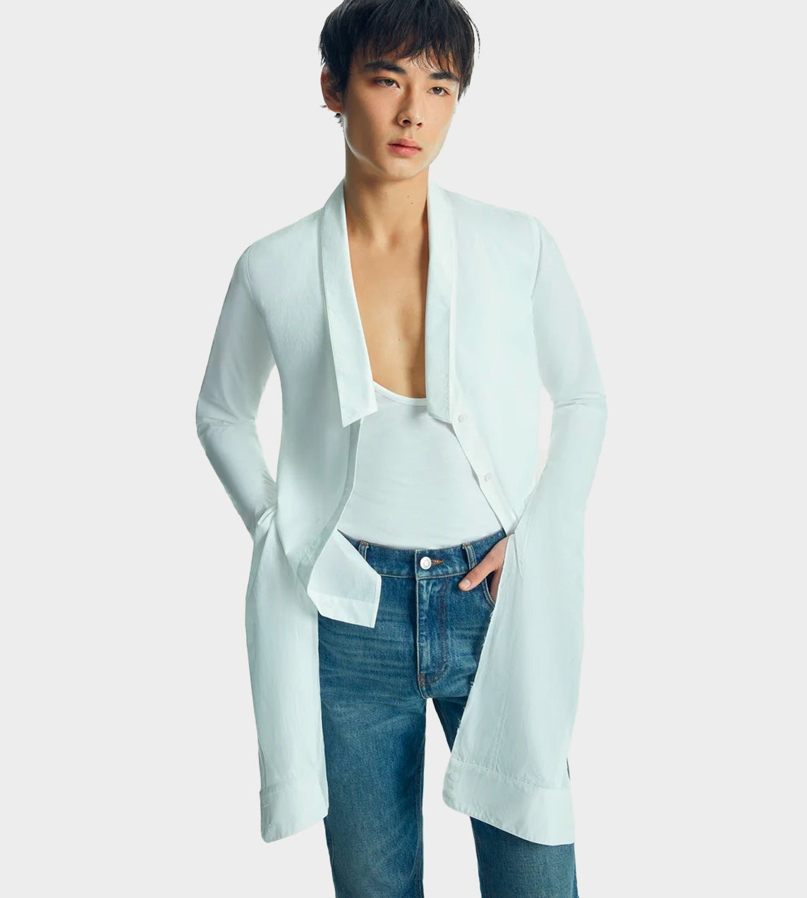 Open Collar Shirt White