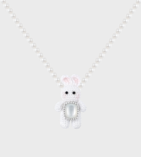 YVMIN - Woven Mini Rabbit Pearl Necklace Silver