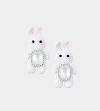 YVMIN - Woven Mini Rabbit Mother Of Pearl Earring Silver