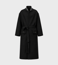 Giovanni Cavagna - Relaxed Wool Coat with Belt Black