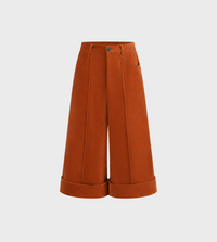 INTO THE EAST - Corduroy Cropped Trousers Orange