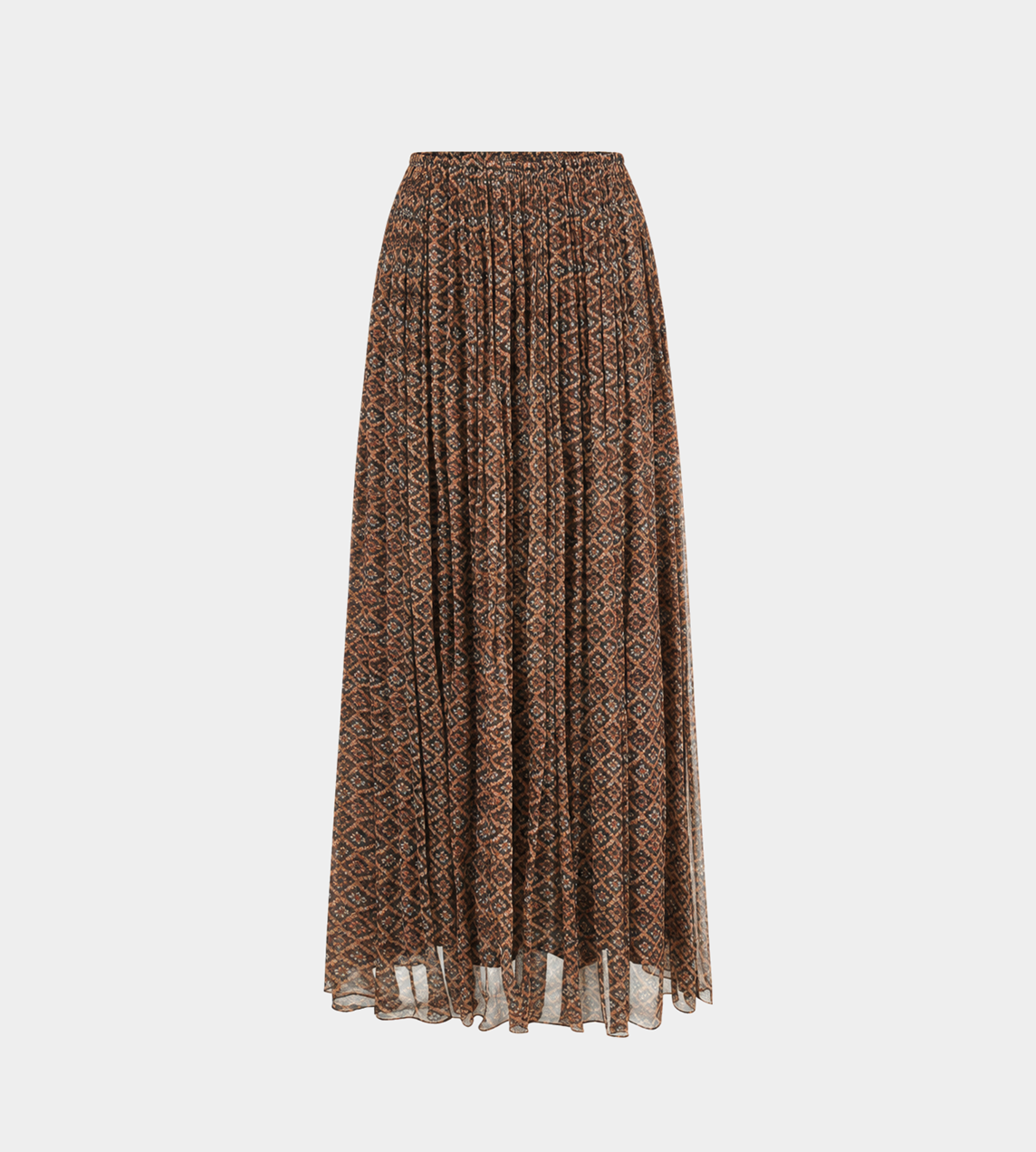 INTO THE EAST - Diamond Lattice Pleated Skirt Rusty Brown